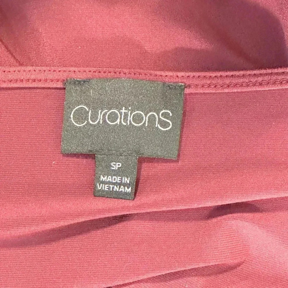 Curations Maxi Dress Size Small Petite Burgundy Wine Crossover Top Long Sleeved - Picture 5 of 9